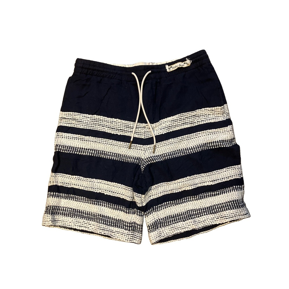 Scotch & Soda Amsterdam Mens Blue Elastic Linen Shorts M Medium Aloha Spirit